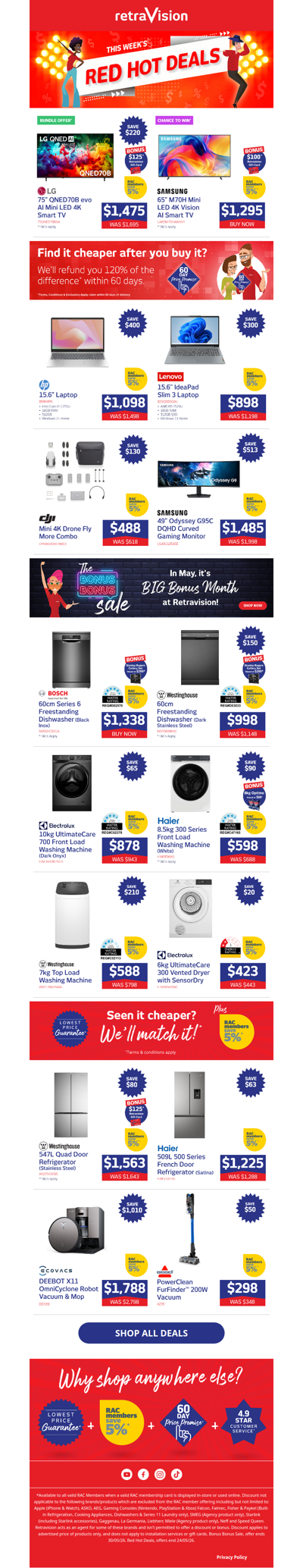 Save hundreds on LG TVs, Lenovo Laptops, Bosch Dishwashers & heaps more!