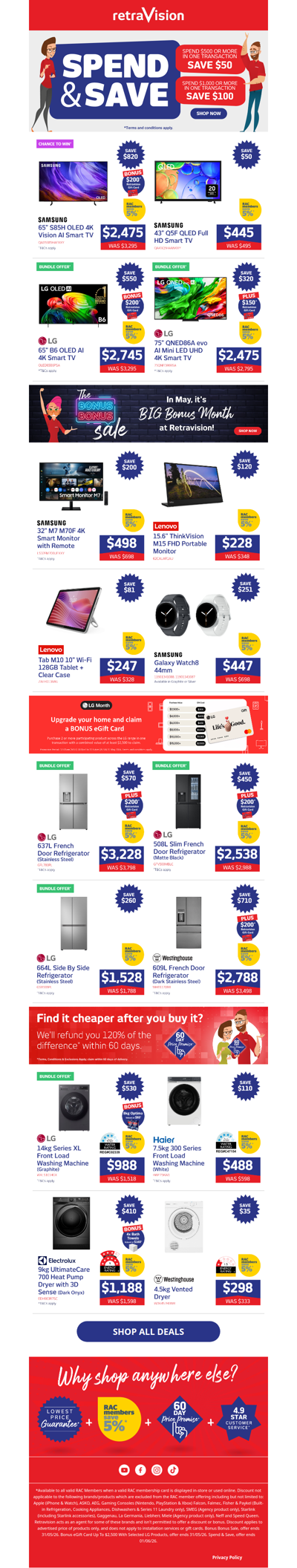 Spend & Save up to $100 on Samsung, LG, Lenovo, Westinghouse & more top brands!