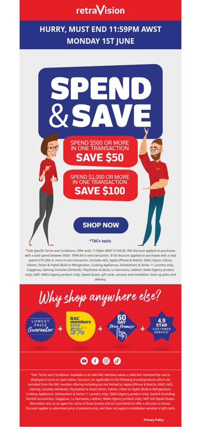 ENDS TODAY: Spend & Save up to $100* on TVs, cooking, appliances, tech & more!