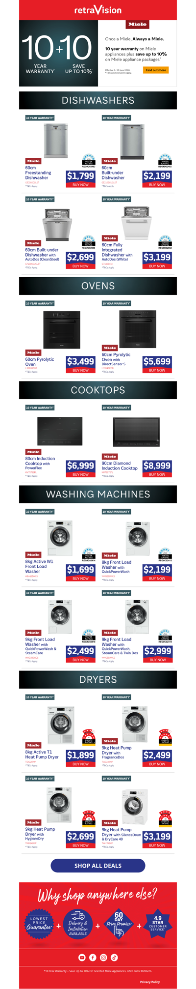 ON NOW: 10 Year Warranty + Save up to 10% on Miele Appliance Packages