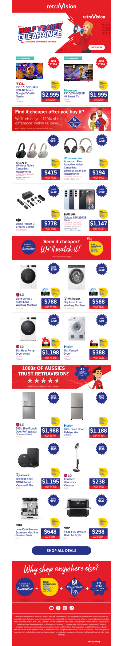 Save hundreds on Sony Headphones, Samsung Smartphones, LG Heat Pump Dryers & heaps more!