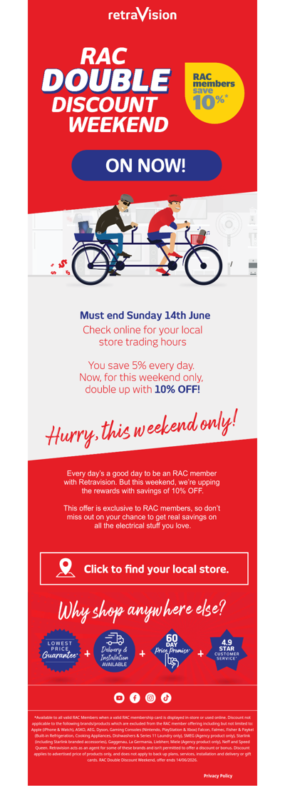 RAC Double Discount Weekend is ON NOW! 🎉