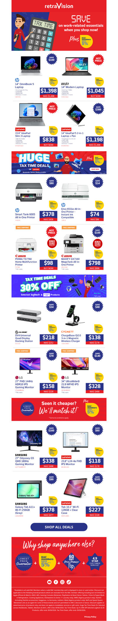 Discover tax time deals at Retravision!
