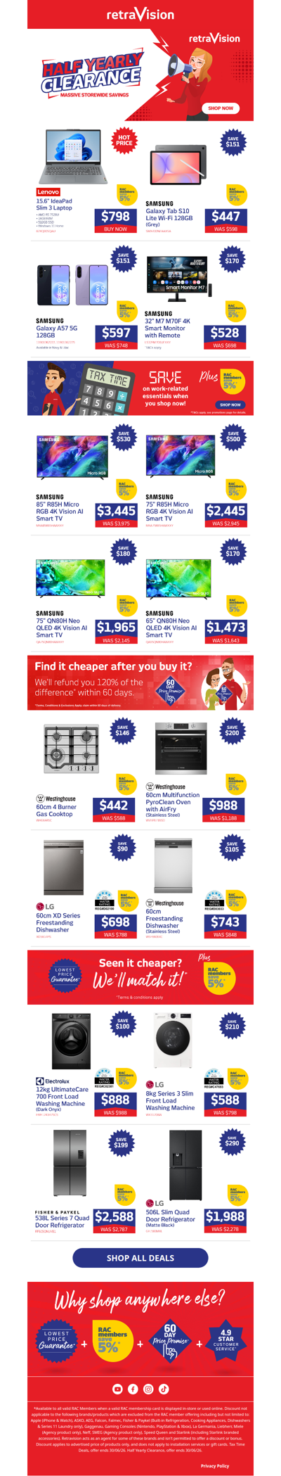 Shop savings on Lenovo laptops, Samsung smartphones, Fisher & Paykel fridges and more!