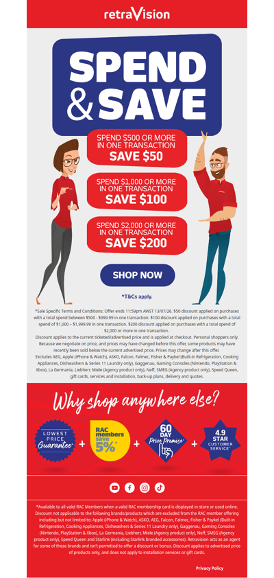 ON NOW: Spend & Save up to $200* on TVs, tech, appliances, heating & more!