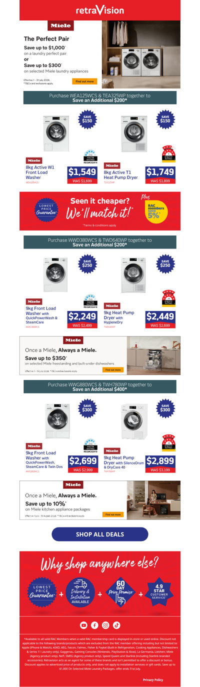 Save Up To $1000* On Miele Laundry Packages