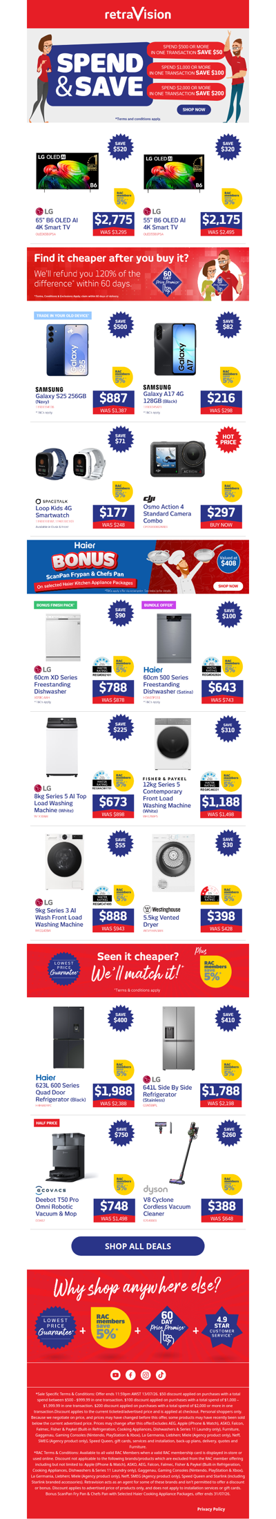 Spend & Save on LG TVs, Samsung Smartphones, Ecovacs Robot Vacuums & heaps more!