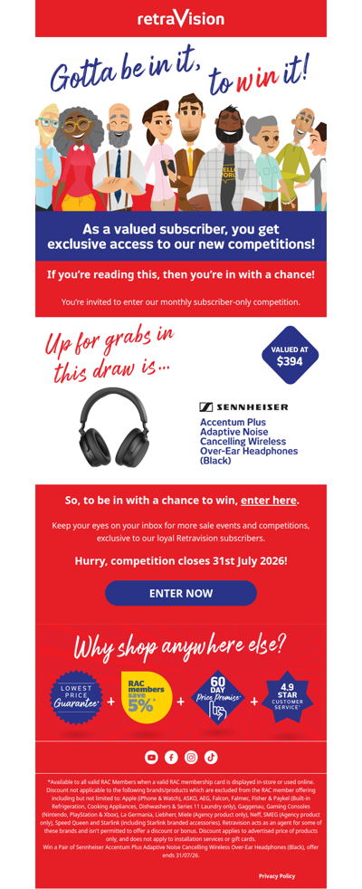 Enter now for a chance to win Sennheiser Accentum Plus headphones valued at $394!