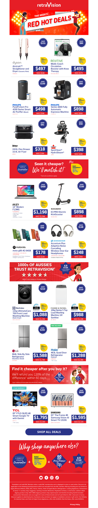 RED HOT: Save on Dyson Airstrait, MSI Laptop, Electrolux Washer & More!