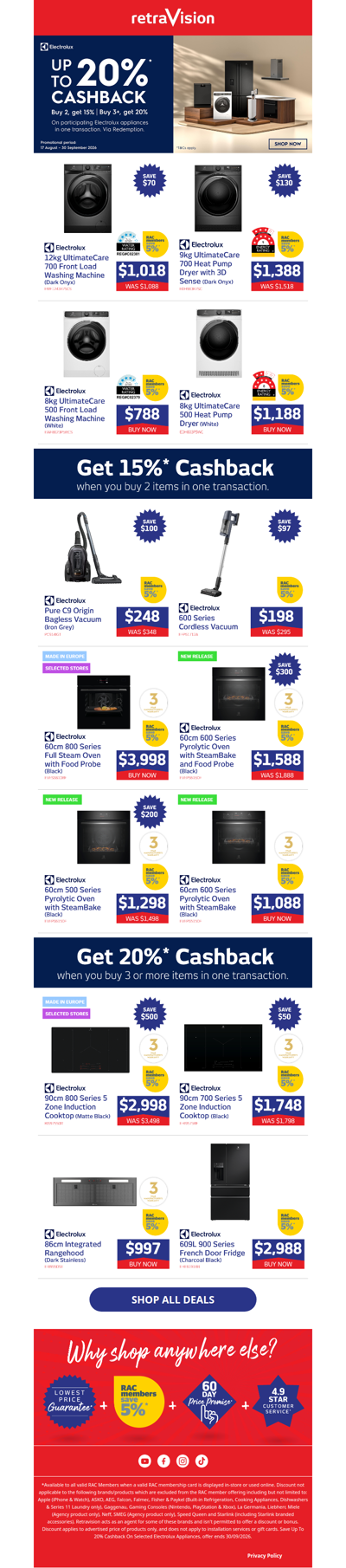 💰 Enjoy up to 20% cashback on Electrolux!