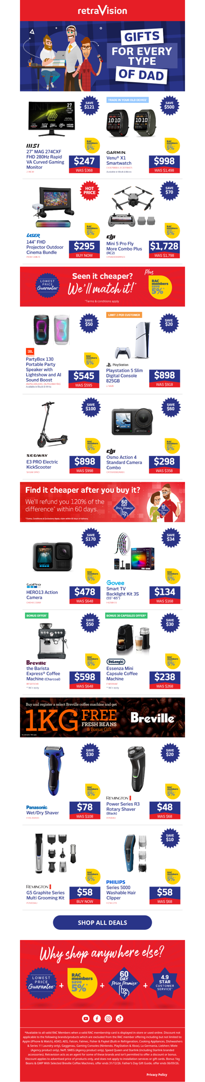 Still looking for a Father's Day gift? Shop Garmin smartwatches, DJI drones, Remington shavers & heaps more!