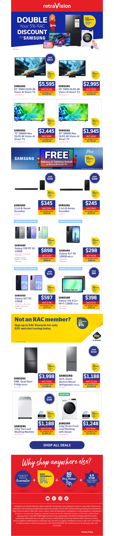 Limited time offer: Enjoy 10% off Samsung for RAC Members!