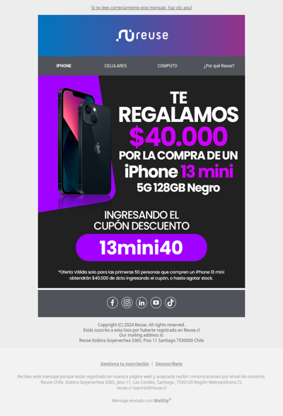 ¡Aprovecha $40.000 de regalo en tu próximo iPhone 13 mini! 🔥🔥