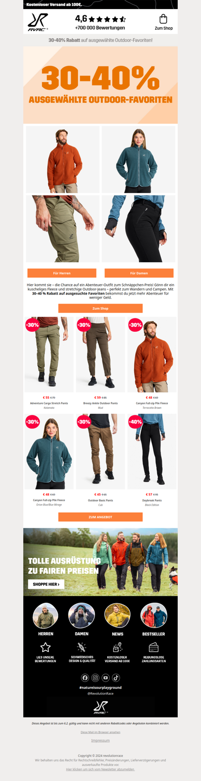 30-40% Rabatt auf ausgewählte Outdoor-Favoriten🌲👖