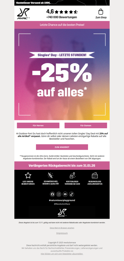 Letzte Stunden: 25% auf alles* ⏰