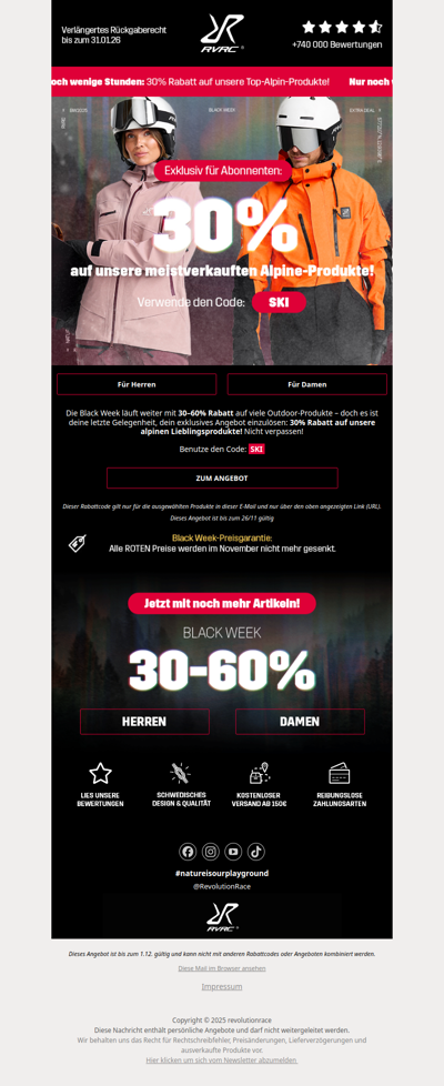 ⏳ Nur noch wenige Stunden: 30% Rabatt auf ausgewählte Skibekleidung!