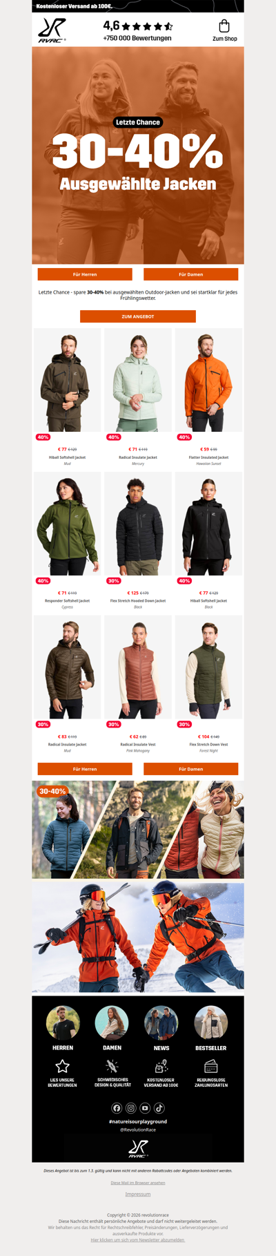 LETZTE CHANCE: 30-40% auf ausgewählte Jacken ⏰.
