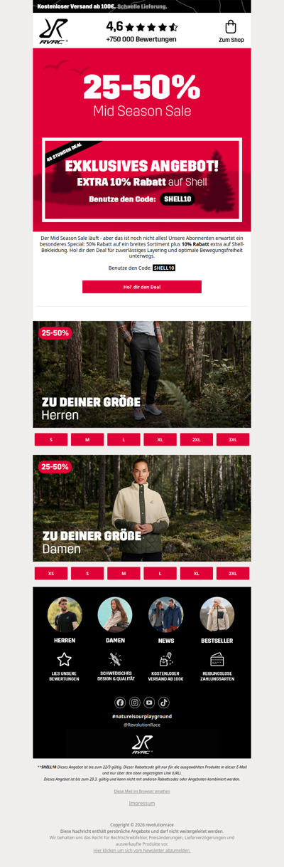 Bis zu 50% Rabatt + EXTRA 10% Rabatt auf Shell.💥