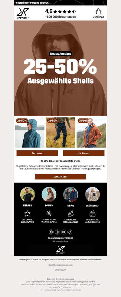 25-50% auf ausgewählte Shells 🌦️