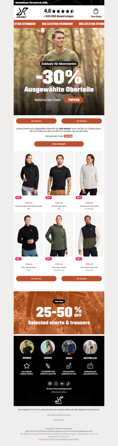 Countdown: 30% Rabatt auf ausgewählte Oberteile 🚨