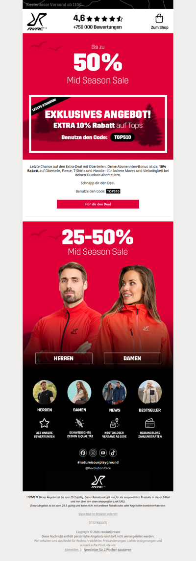 ➡️ Jetzt sichern: bis zu 50 % Rabatt + zusätzlich 10 % Rabatt auf Oberteile