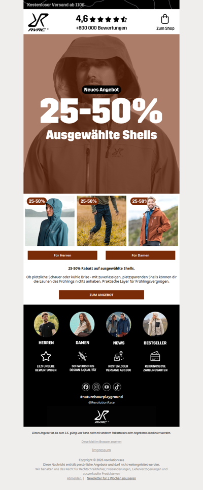 Bis zu 50% auf ausgewählte Shells 🌦️