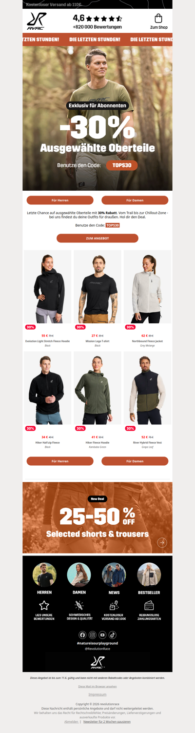 Countdown: 30% Rabatt auf ausgewählte Oberteile 🚨