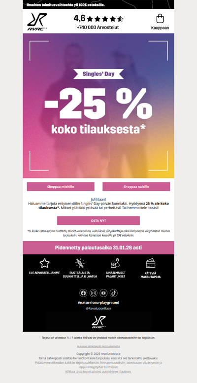 📣25 % ale koko tilauksesta*📣