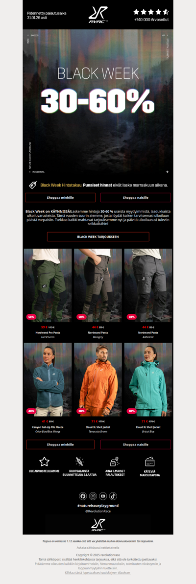 30-60% ale 🚀 Black Week on KÄYNNISSÄ!