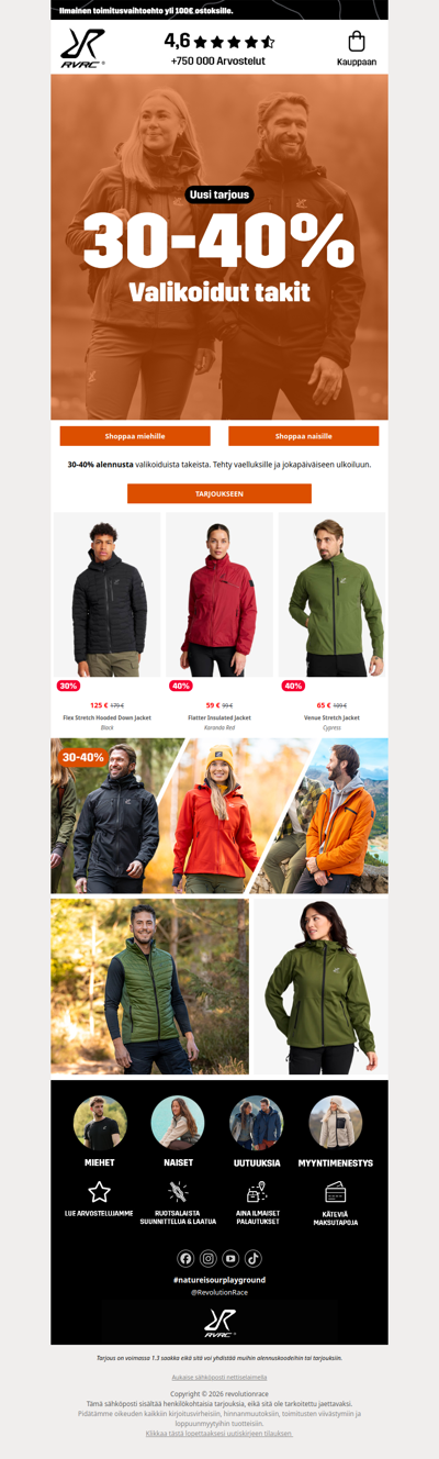 UUSI TARJOUS: 30-40% alennusta valikoiduista takeista ⌛️