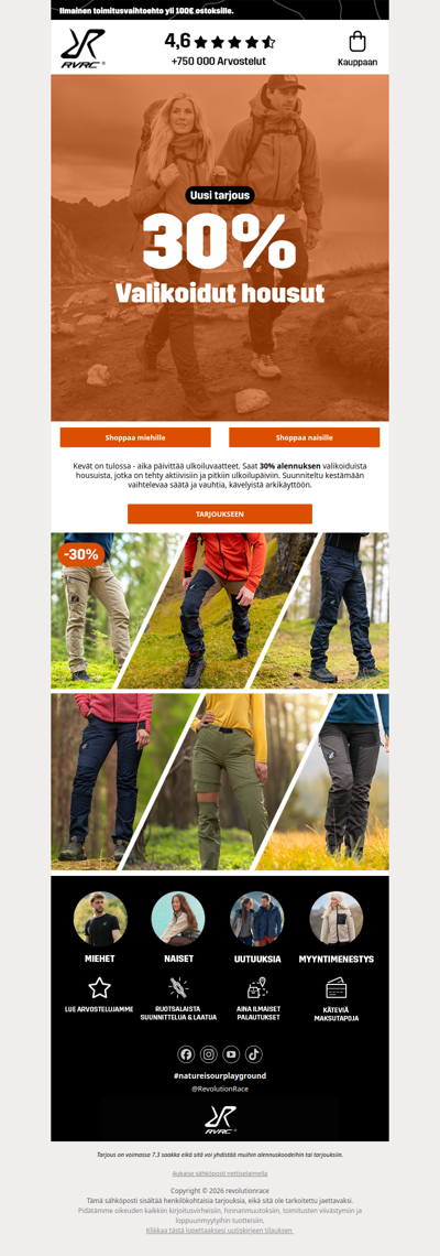 UUUSI TARJOUS: 30% ale valikoiduista housuista 😍