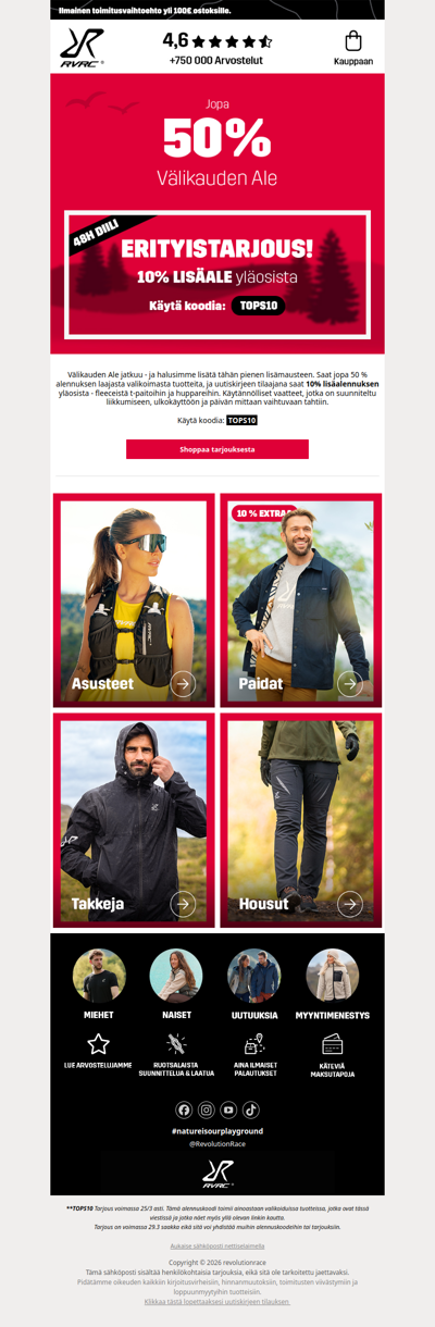 Jopa 50% ale + 10% LISÄALE yläosista👈