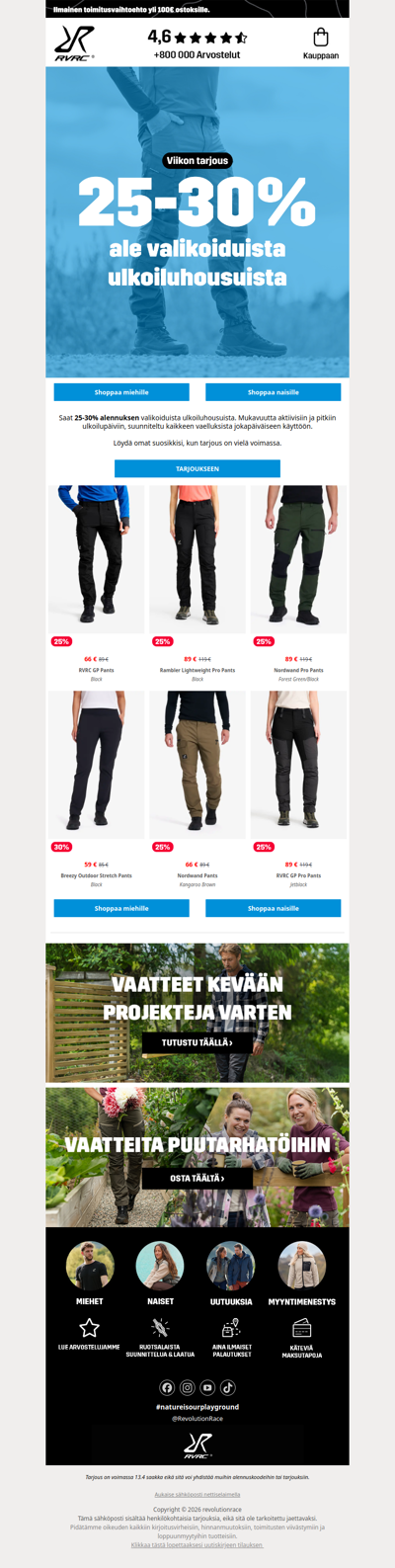 Vielä on aikaa: 25-30% ale valikoiduista ulkoiluhousuista👈