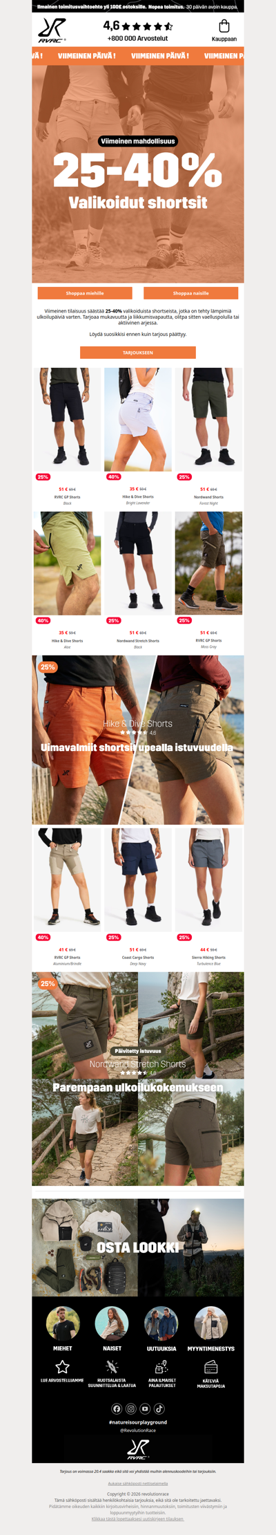 ⌛️ VIIMEINEN TILAISUUS: 25-40 % ale valikoiduista shortseista