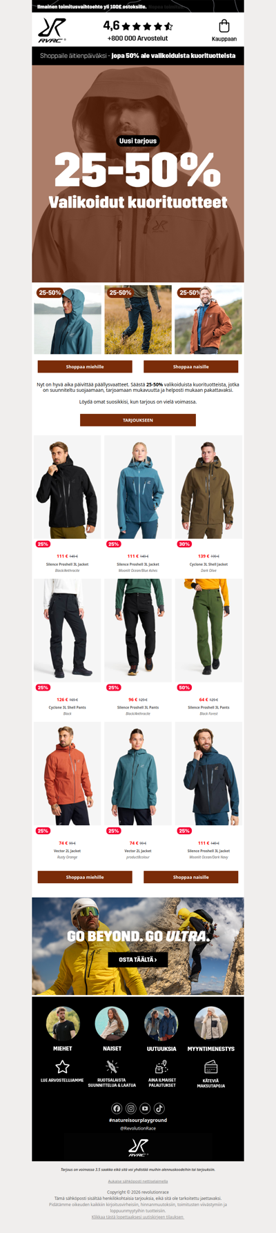 Suunniteltu vaihtelevaan säähän ☔️ 25-50% ale