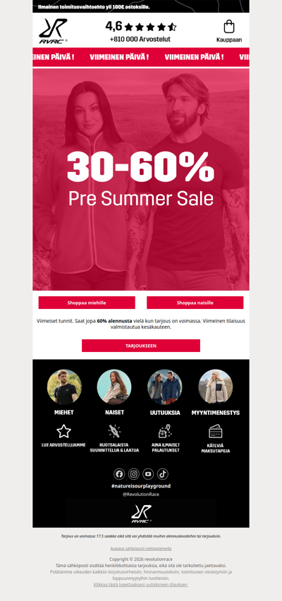 ⏰ Päättyy tänään: 60% ale
