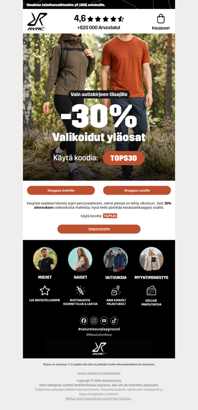 30% ale valikoiduista yläosista 🤩