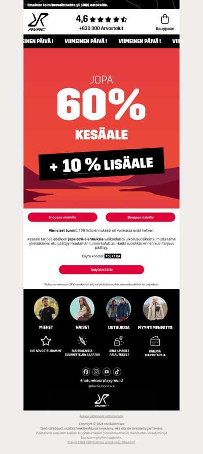 VIIMEISET TUNNIT: Saat 10% lisäalennuksen 🚨