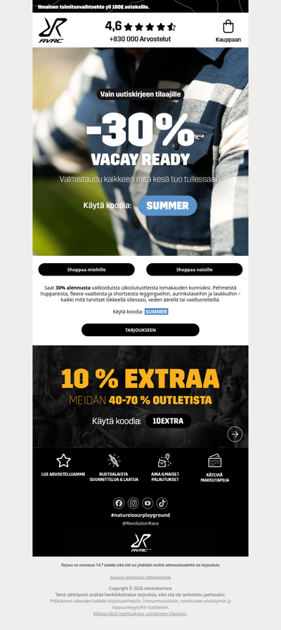 30% alennus lomasuosikeista! 🌻⛱️