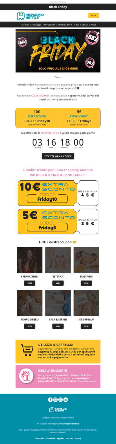 🖤 Inizia il Black Friday: 10€ in Regalo pe Te