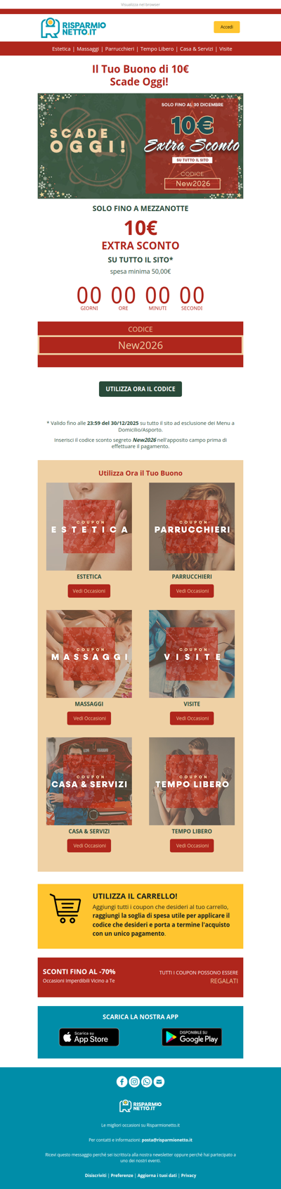 🎁 Il Tuo Buono da 10€ - Ultimo Giorno per Usarlo