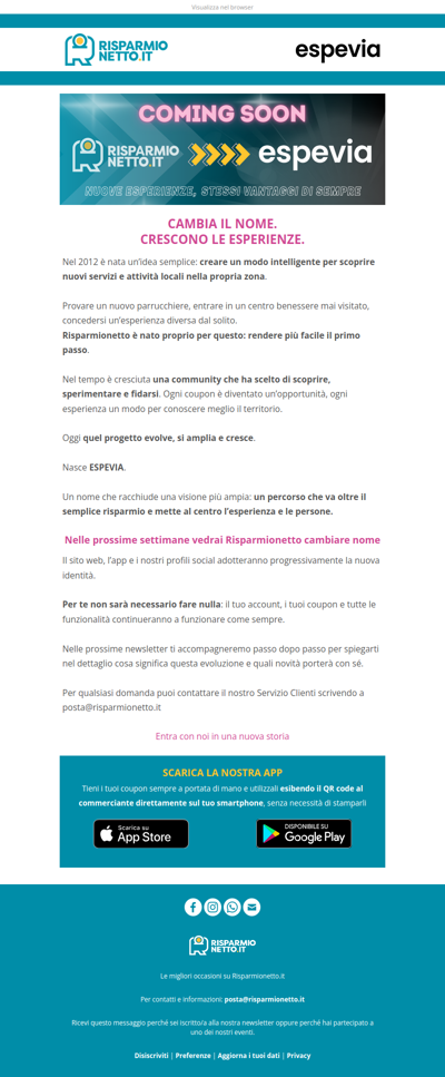 📌 Risparmionetto Cambia Nome. Più Esperienze Per Te