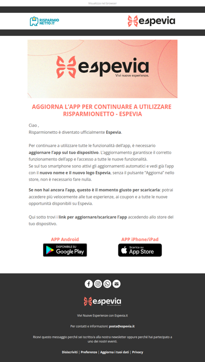 📌 Aggiorna L’App Per Continuare A Usare Risparmionetto Espevia