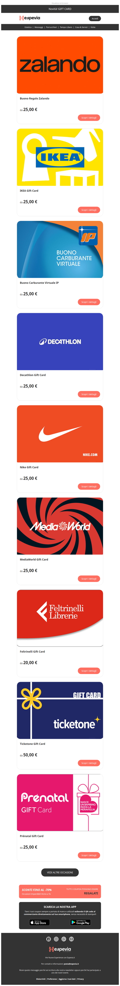 💳 Novità: Gift Card Zalando - Nike - Ikea - e molte altre