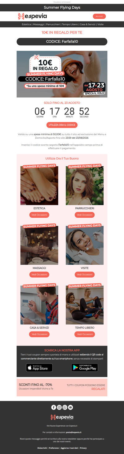 🦋 Iniziano i Summer Flying Days: 10€ Subito Per Te