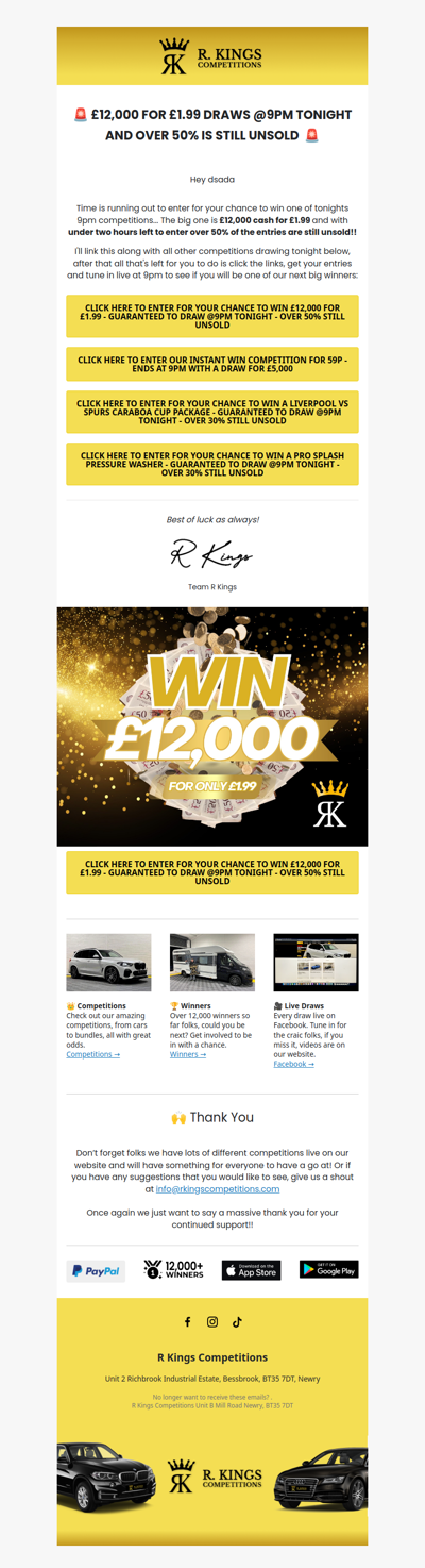 WIN £12,000 FOR £1.99 TONIGHT