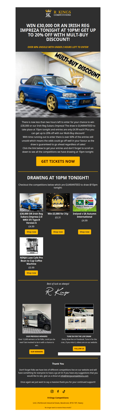 £30,000 DRAWING AT 10PM TONIGHT!