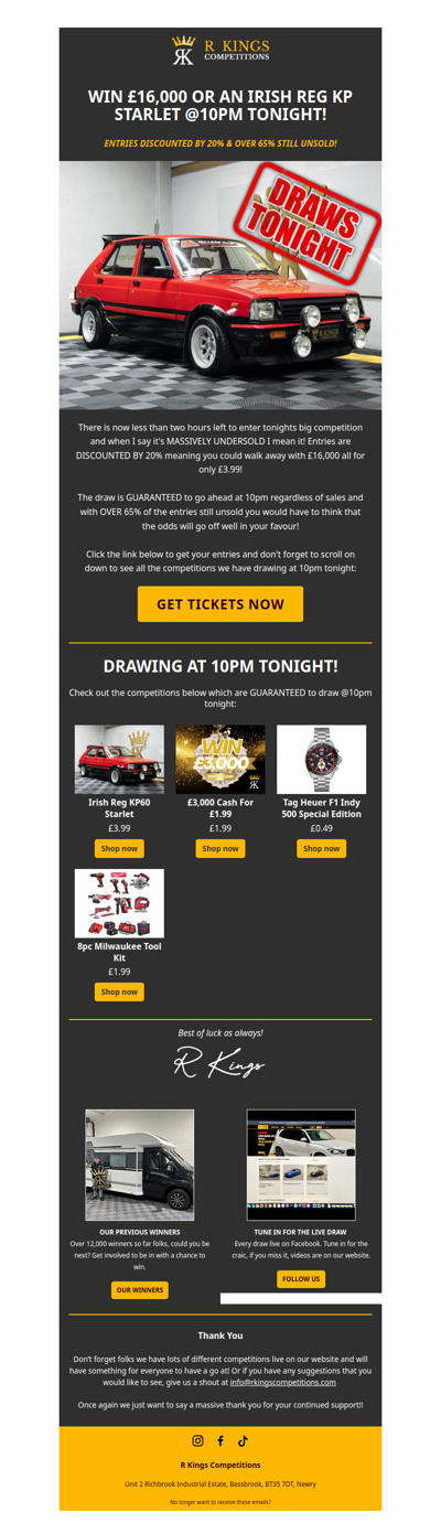 20% OFF TONIGHTS BIG PRIZE!