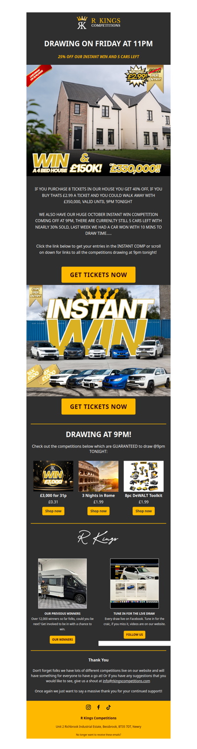 UP TO 40% OFF OUR £350,000 COMP