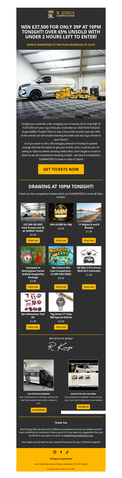 WIN £37,500 FOR 39P TONIGHT!